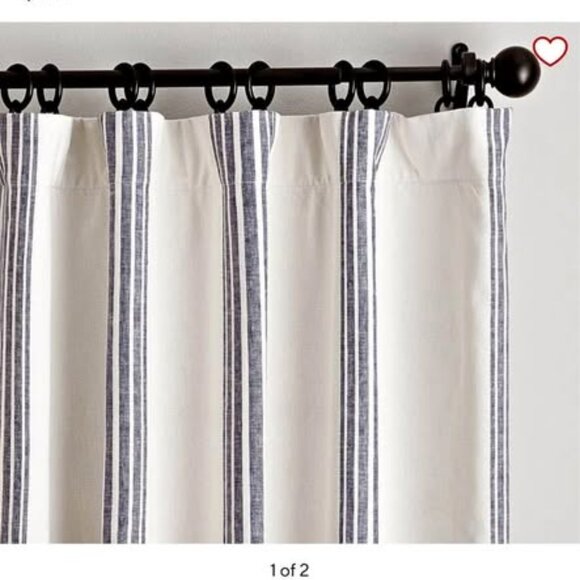 2 Pottery Barn Rivera Navy 50W x 96L Light-filtering Curtains - Picture 3 of 13